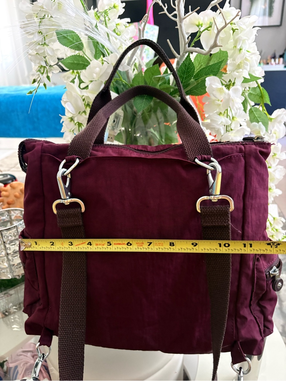 Kipling Plum Shoulder Bag with Crossbody Strap - Picture 3 of 4
